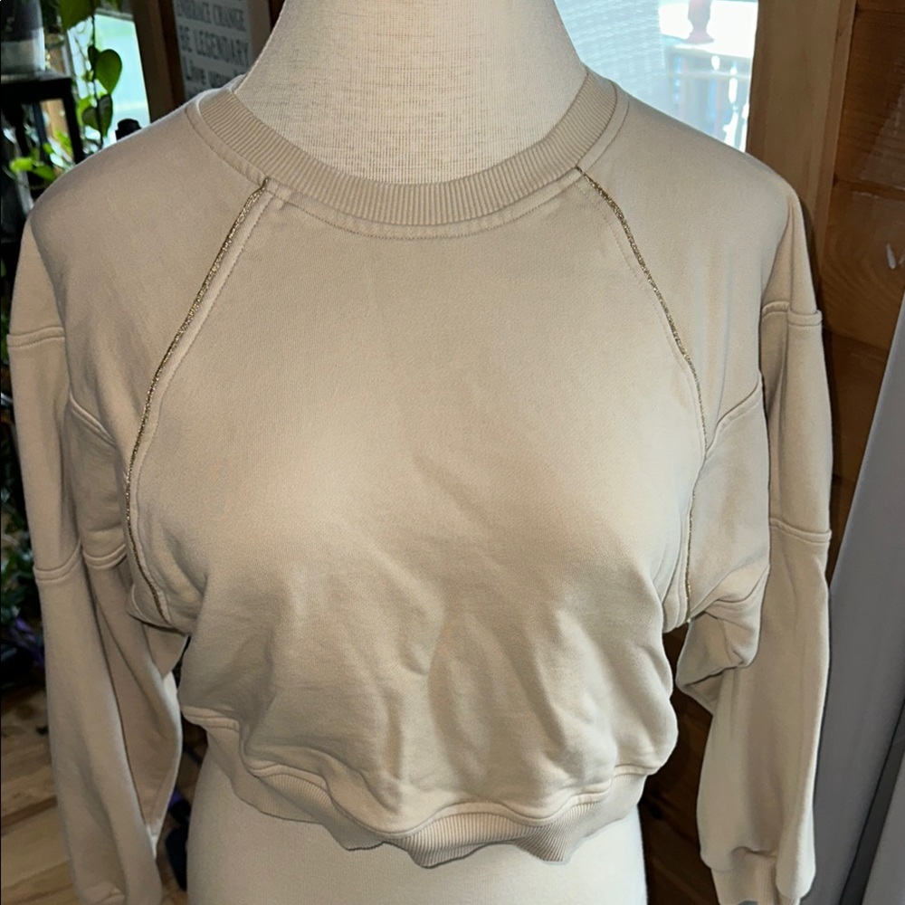 Style Envy Cream Tan Raglan Crop Hoodie